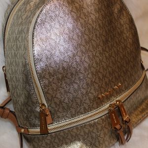 Michael Kors Metallic Signature Backpack